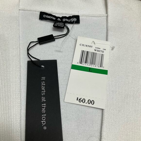 Cable & Gauge Cardigan Sweater Open Front White Size Large NWT - Picture 8 of 10